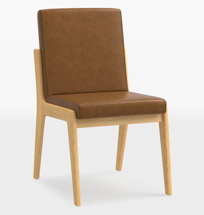 Broadbent Leather Side Chair with White Oak Legs