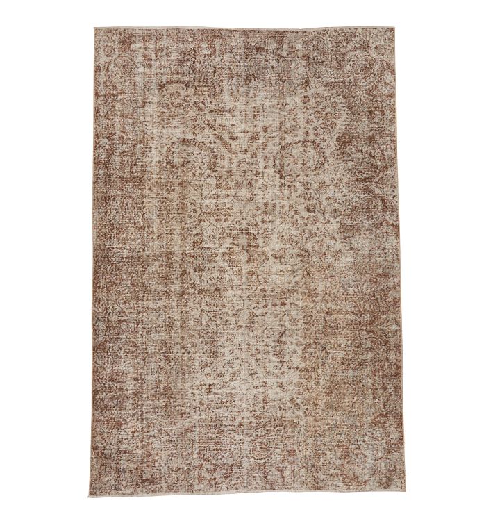 Vintage Earth-Toned Turkish Hand-Knotted Rug, 7'x10'