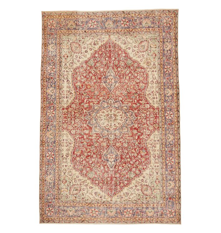 Perfetly Faded Vintage Turkish Hand-Knotted Rug, 7'x10'