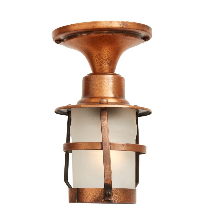 Vintage Nautical-Style Semi-Flush Copper Lantern