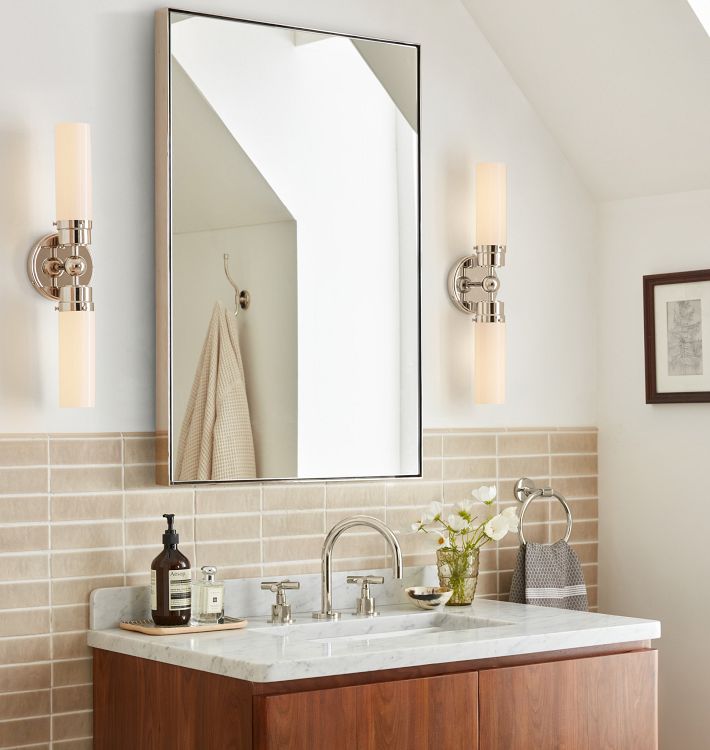 Double sconce outlet bathroom