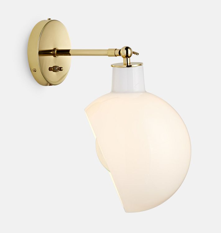 Edendale Angled Articulating Sconce, Opal Glass