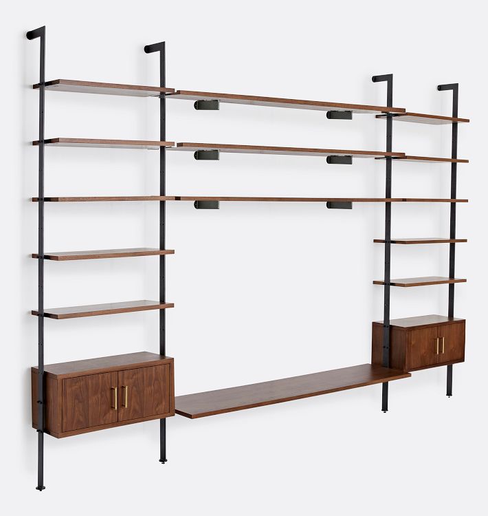 Holgate Triple Modular Media Stand with Storage &amp; 96&quot; Rails