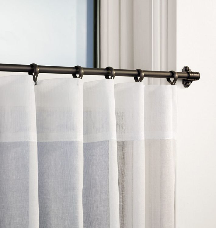 Curtain rod, complete with ball ends, rings and hanging wall hook