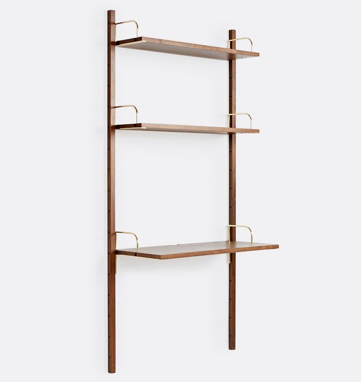 Hart Modular Walnut Single 2-Shelf with 36&quot; Desk