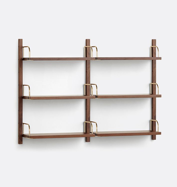 Hart Modular Walnut Triple Shelf Set Of 2