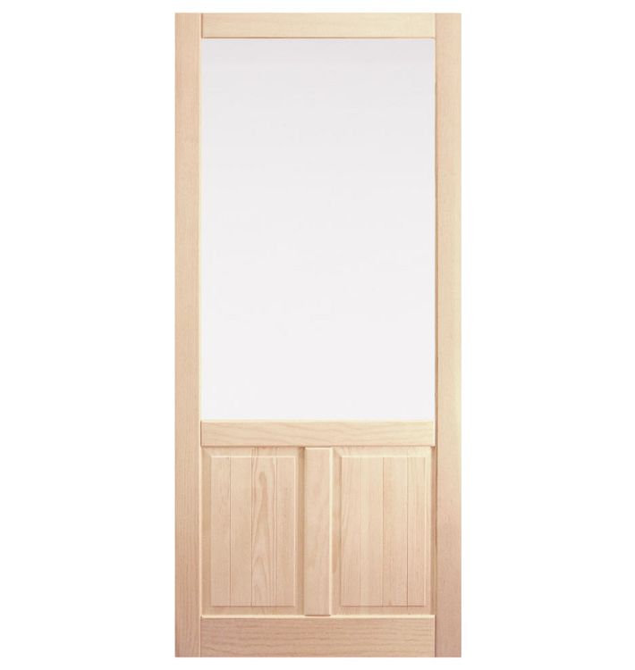 Fir Storm Door with Double Panel Bottom