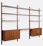 Hart Modular Walnut Triple 8-Shelf with 36&quot; Desk with Cabinets