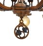 Vintage Bare Bulb Chandelier with Leaf &amp; Vine Motif