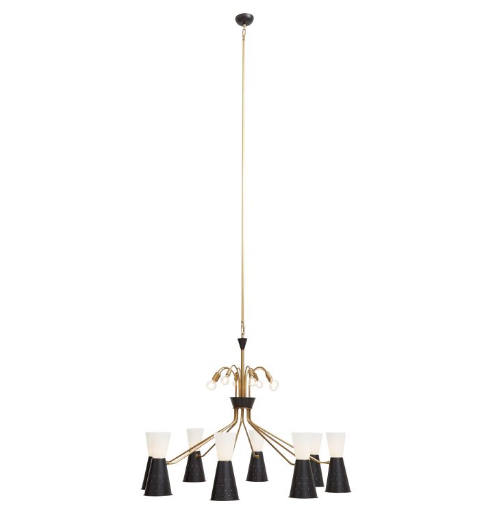 Colossal Vintage 24-Light Mid-Century Chandelier in Black