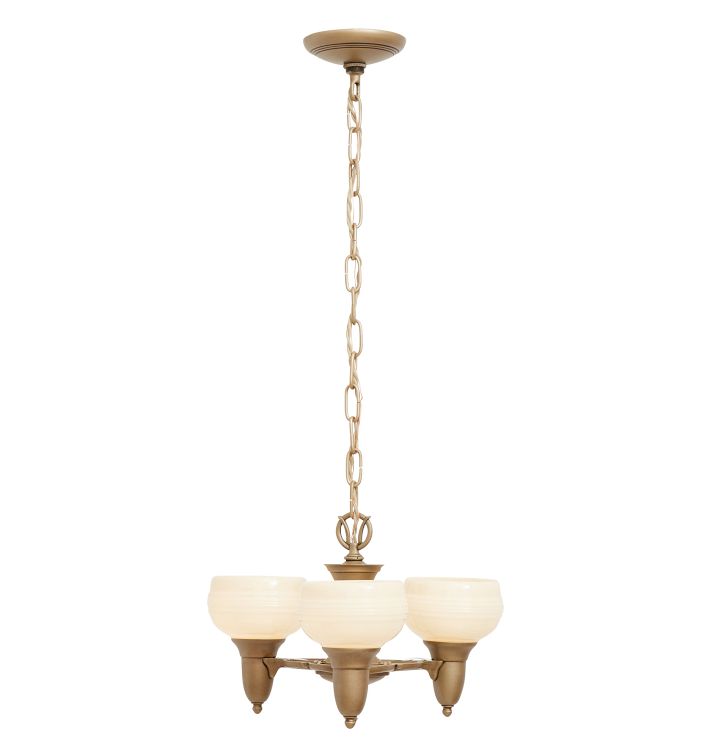 Vintage Art Deco Three-Light Cup Shade Chandelier