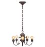 Vintage 5-Light Bare Bulb Chandelier with Decorative Glass Ball