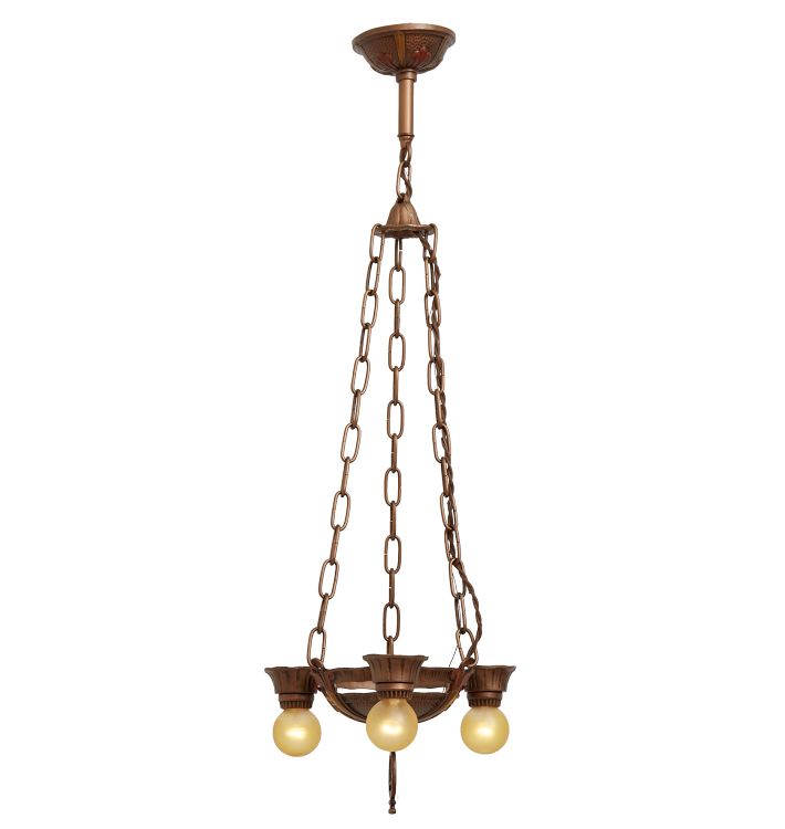 Vintage 3-Light Romance Revival Chandelier with Red Highlights