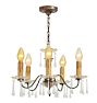 Vintage 5-Light Candle Chandelier with Crystal Drops in Original Finish