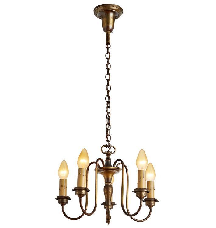 Antique Traditional Brass 5 Light Chandelier