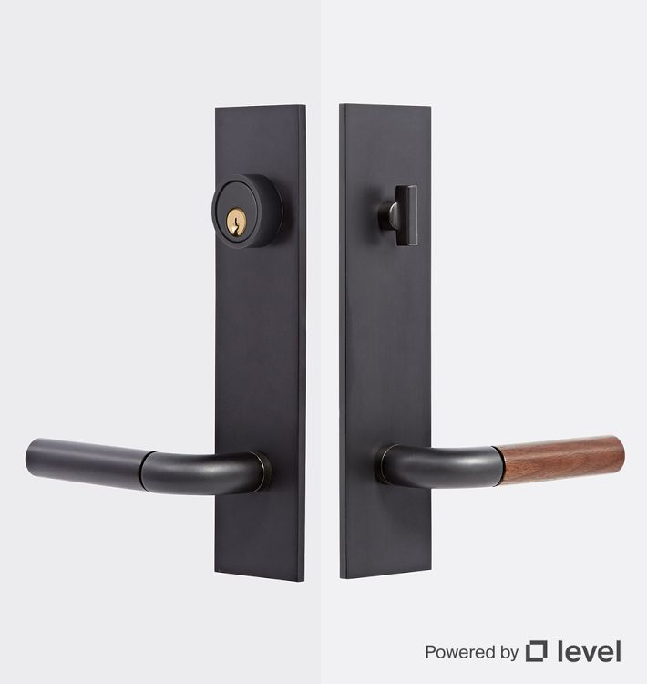 Tumalo Walnut Lever Exterior Hardware Door Set with Level Bolt