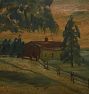 Vintage Folk Expressionist Agrarian Painting