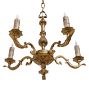 Antique 5-Light Cast Brass Classical Revival Candle Chandelier