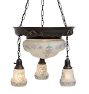 Vintage Classical Revival Bowl Chandelier with 4 Satellites