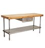 Vintage Industrial Butcherblock Table with Galvanized Steel Base