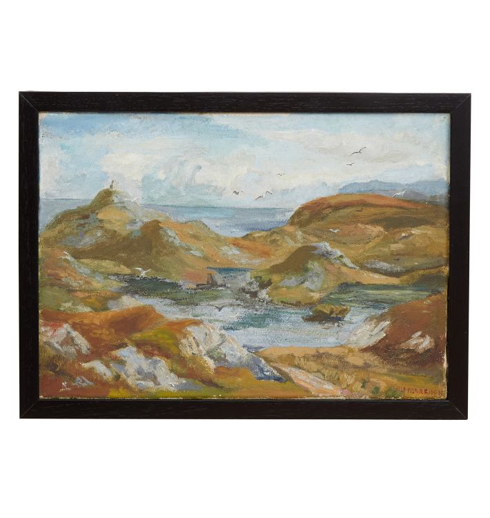 Vintage Rocky Seascape Oil on Canvas Painting