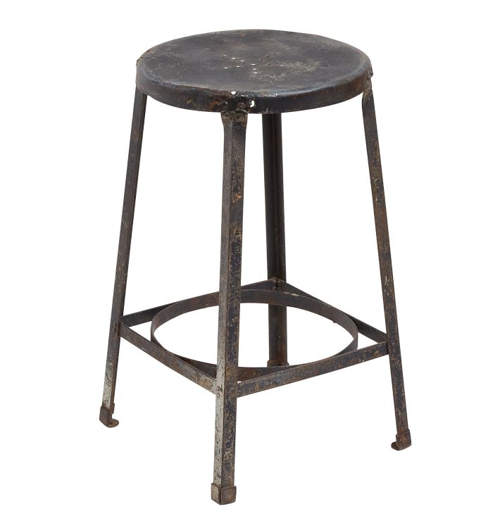 Vintage Industrial Angle Steel Stool with Perforated Seat