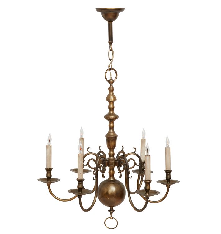 Vintage Colonial Revival 6-Light Candle Chandelier