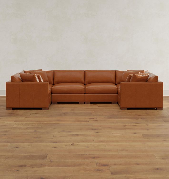 Wrenton Leather 6 Piece U Shape Sectional Sofa