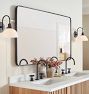 Double Vanity Rounded Rectangle Metal Framed Mirror - Aged Brass