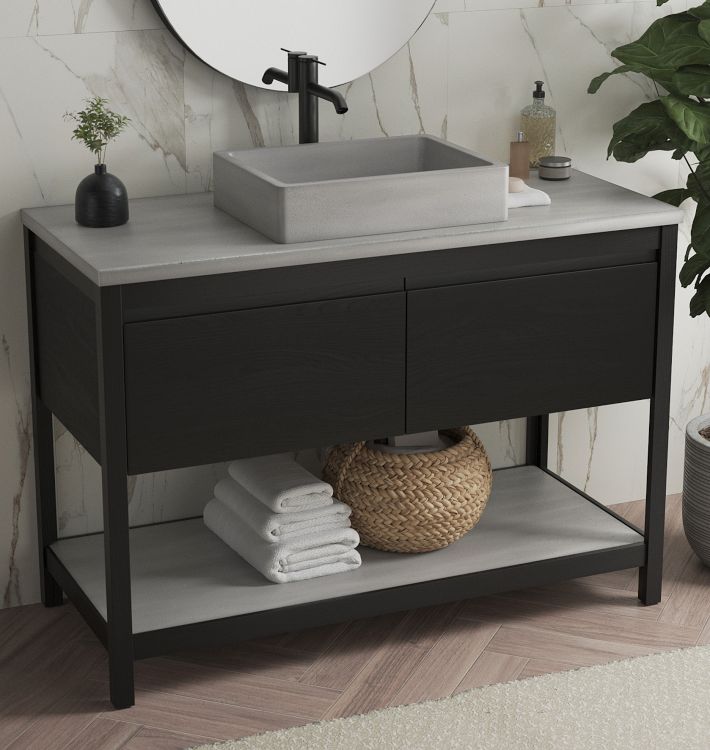 Solace Midnight Oak Single Vanity With Vessel Sink