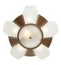 Vintage Art Deco Slipper Shade Chandelier with Central Bowl Light