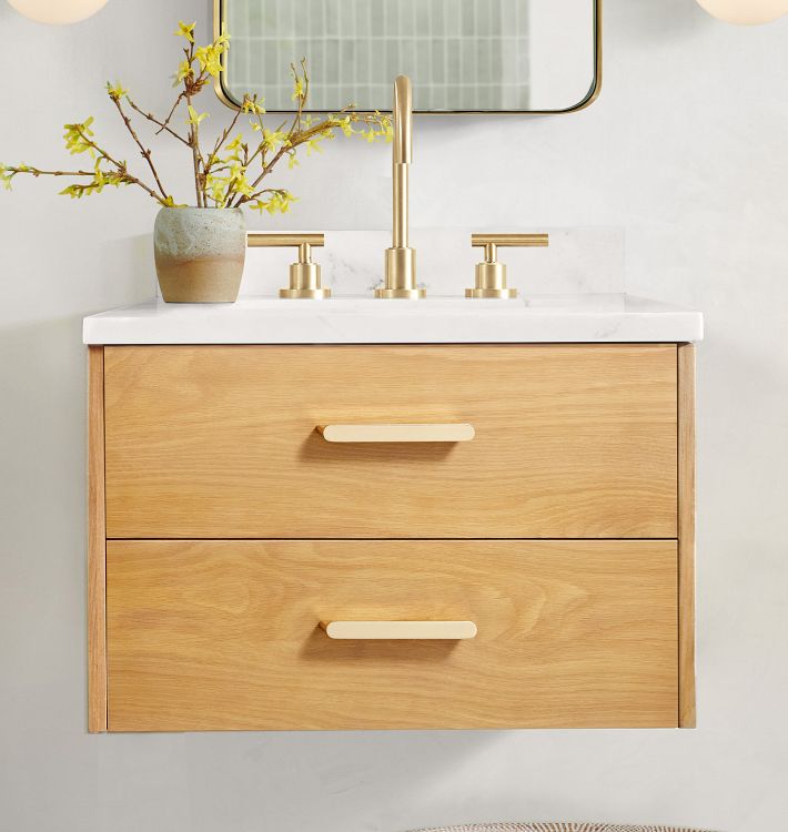 Geneva 27&quot; Wall Mount White Oak Powder Vanity