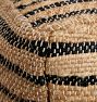 Square Striped Jute Pouf