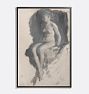 Seated Female Nude Framed Reproduction Wall Art Print