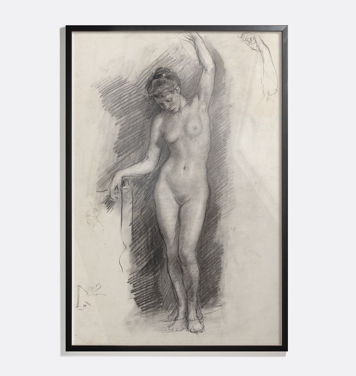 Standing Female Nude Framed Reproduction Wall Art Print