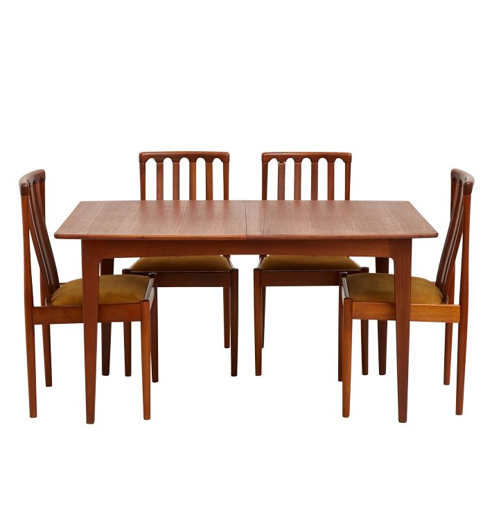 Vintage Mid-Century Teak Dining Table + 4 Chair Set