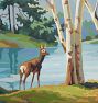 Vintage Paint-by-Numbers Deer at Stream Scene