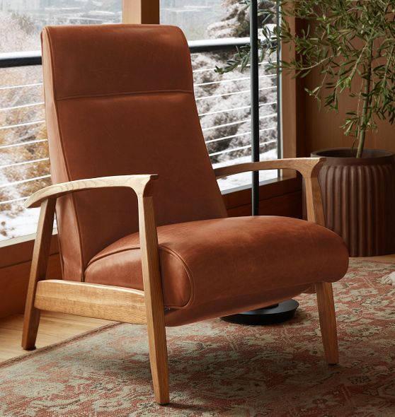 Glenn Walnut Leather Recliner Chair | Rejuvenation