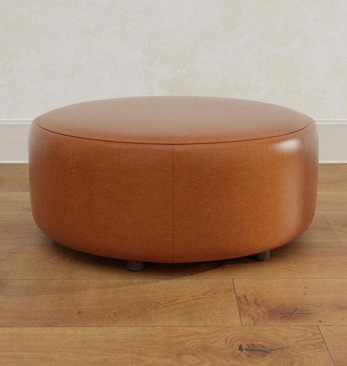 36&quot; Worley Round Leather Ottoman