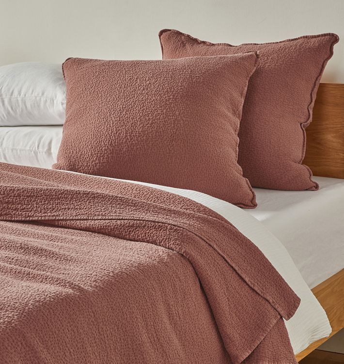 Coyuchi Organic Cascade Matelasse Cotton Blanket &amp; Shams