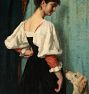 Young Woman With 'Puck' The Dog Reproduction Wall Art Print