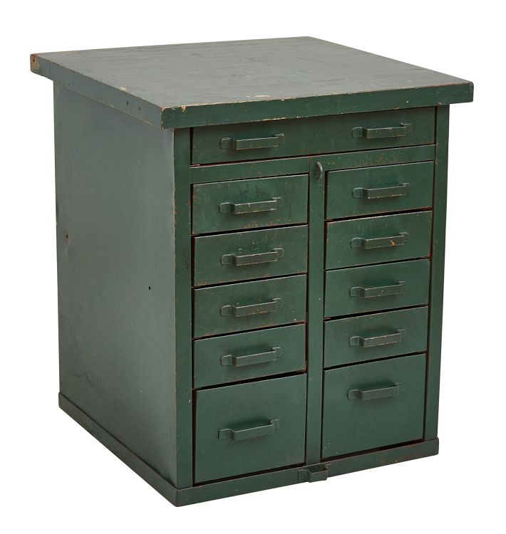 11 Drawer Industrial Cabinet Circa 1950S