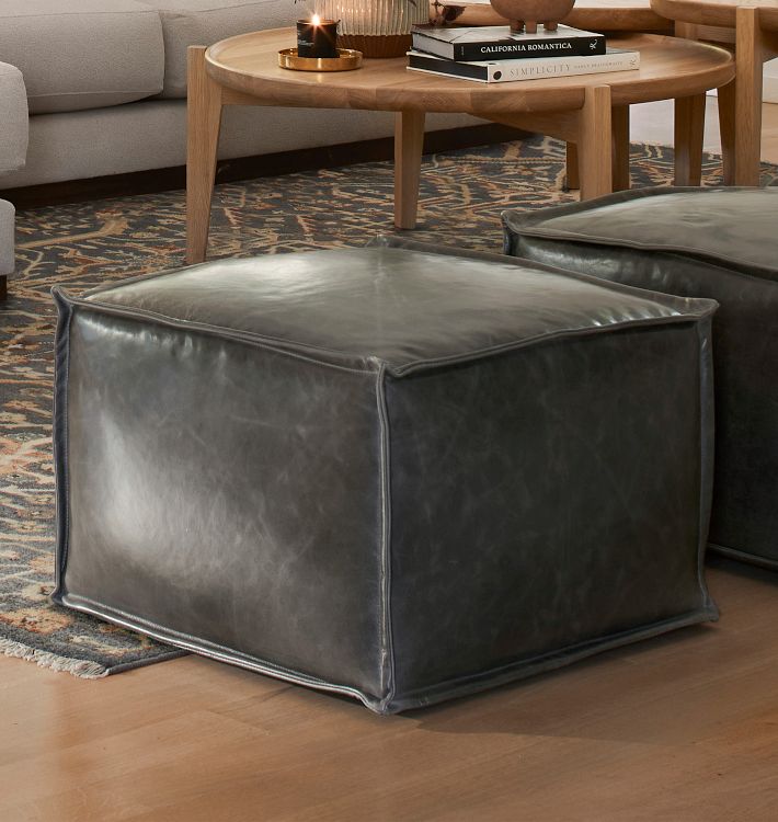 Grant Square Leather Ottoman