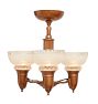 Vintage Art Deco 3-Light Cup Shade Chandelier