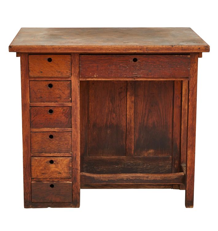 Vintage Oak 7-Drawer Standing Desk