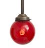 Burnished Antique Pendant With Vintage Red Globe Shade