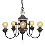 Vintage 5-Arm Bare Bulb Chandelier with Decorative Glass Ball