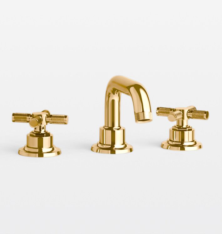 Descanso Short Spout Cross Handle Widespread Bathroom Faucet