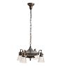 Vintage 4-Light Classical Revival Chandelier with Pressed Glass Starburst Shades