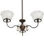 Antique Victorian 3-Light Converted Gas Chandelier with Etched Floral Shades